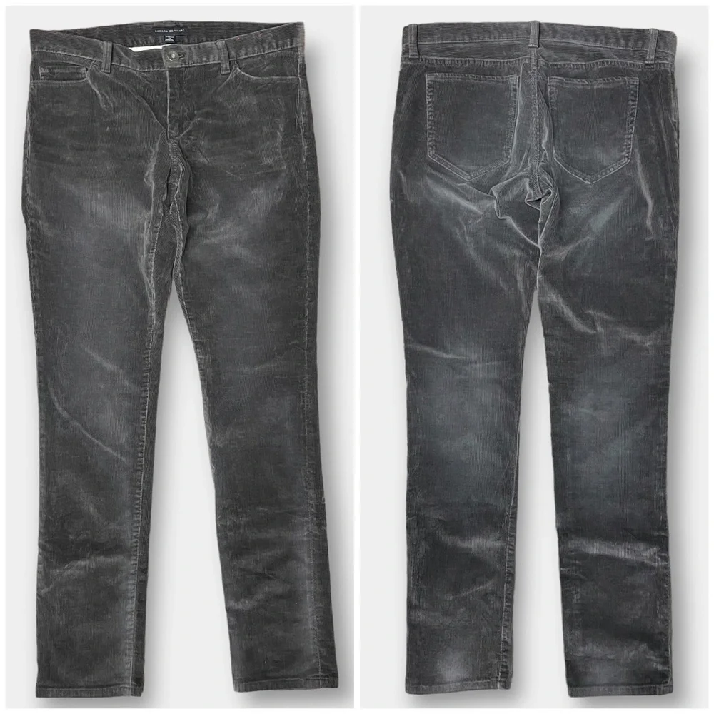 EUC Banana Republic Dark Grey Corduroy Pants Low Rise Size 30 - Picture 1 of 5